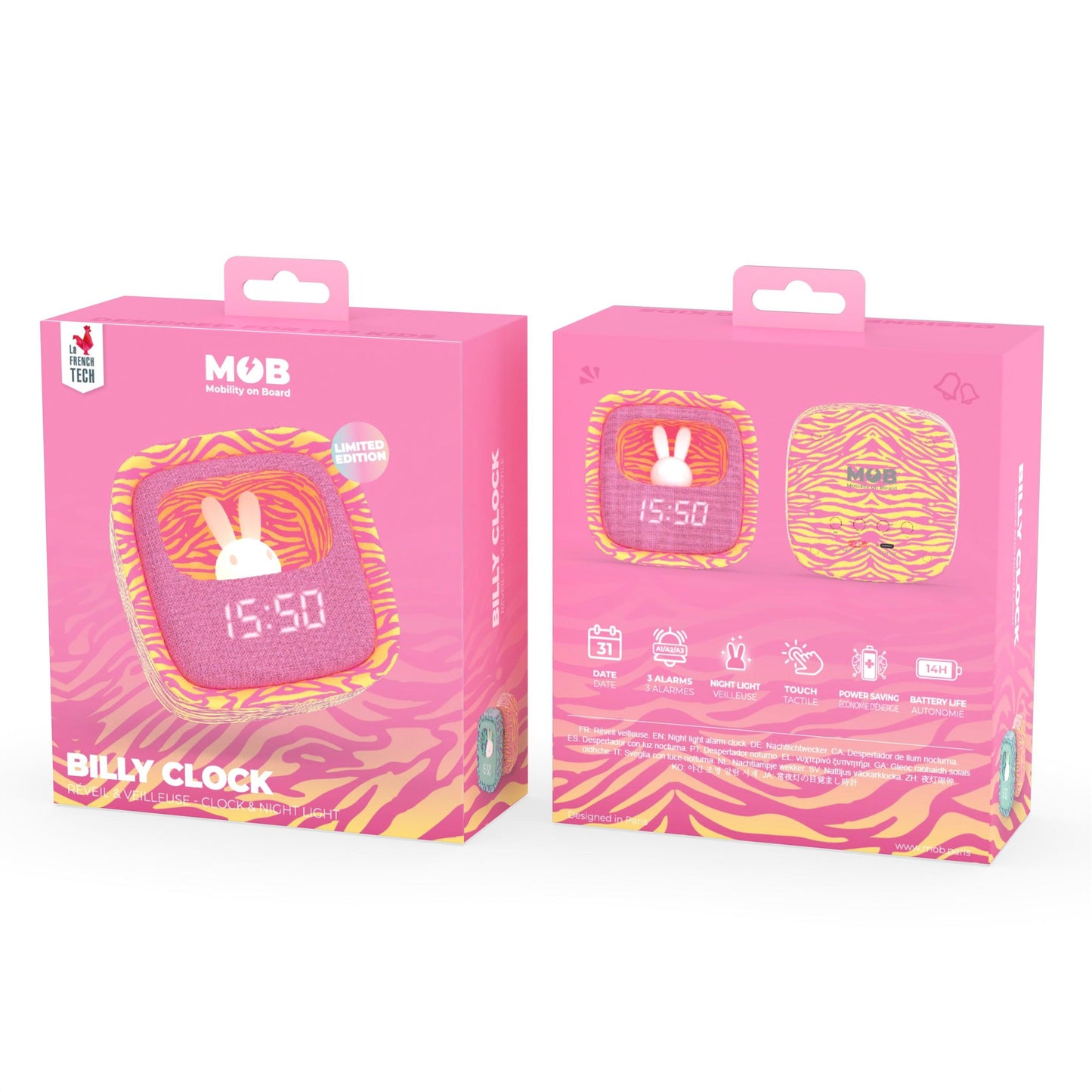 Billy Clock Pink Zebra