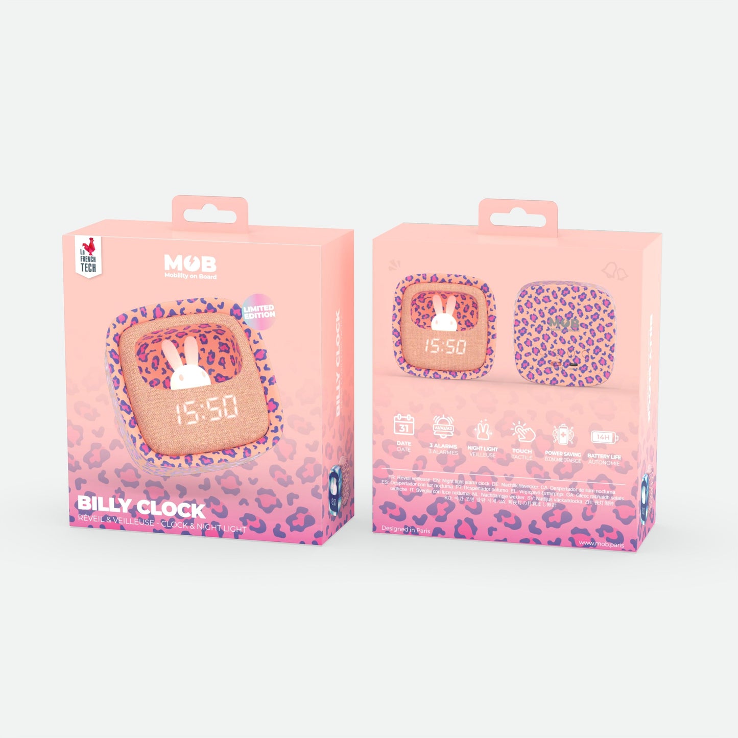 Billy Clock Pink Leopard
