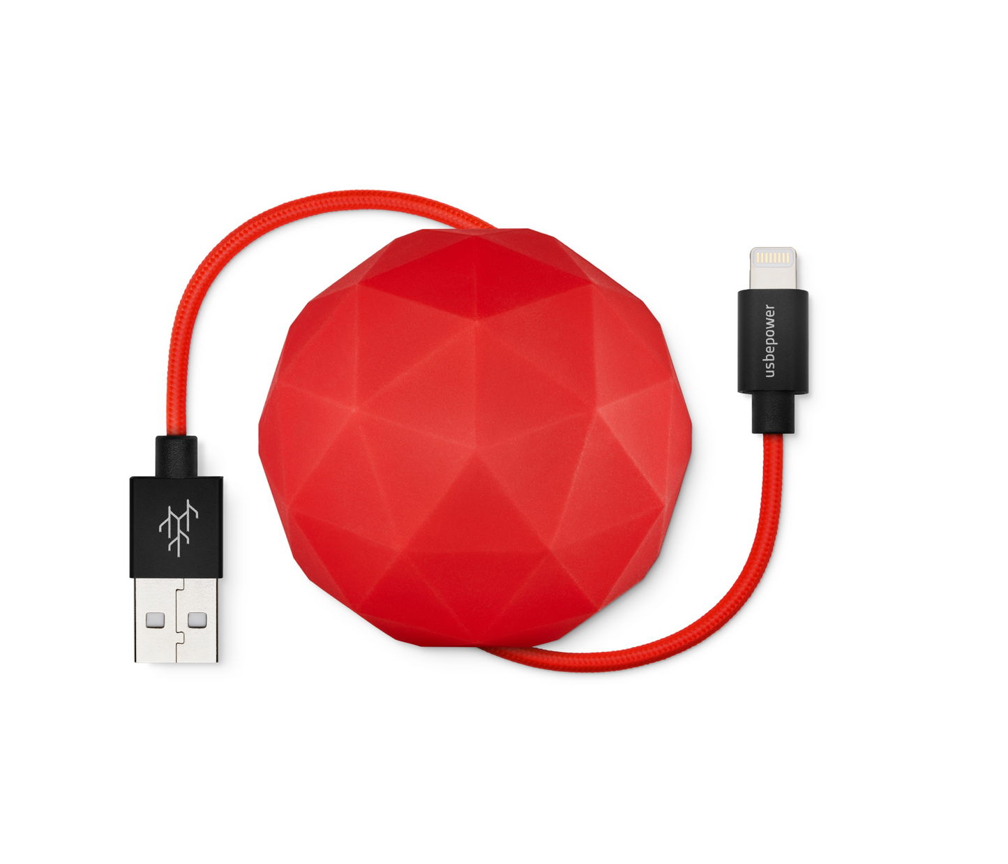 COSMO: Carrete de cable + cable LIGHTNING de 1 m - ROJO