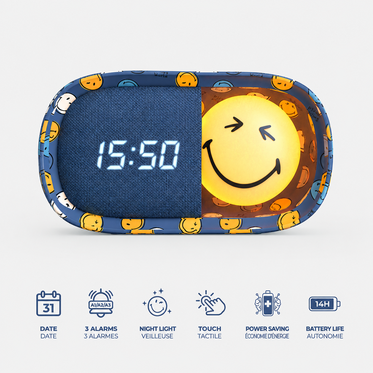 SMILEY DREAMY CLOCK - Bleu