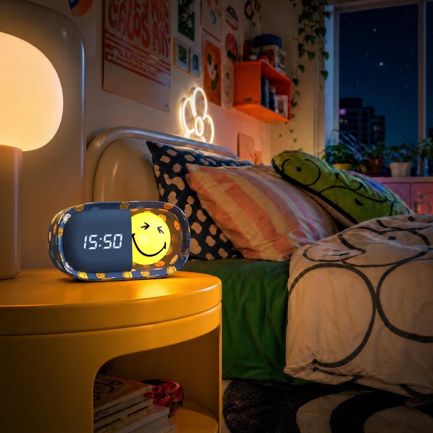 SMILEY DREAMY CLOCK - Bleu