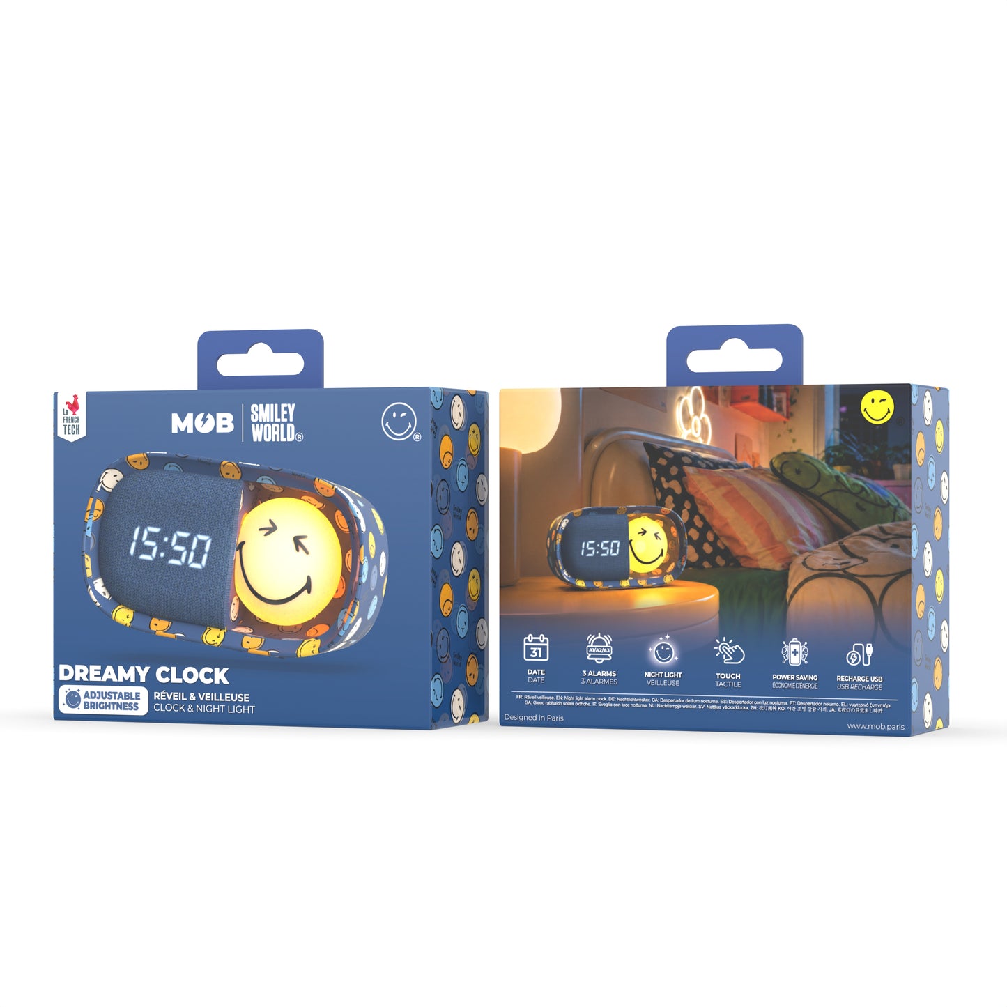 SMILEY DREAMY CLOCK - Bleu