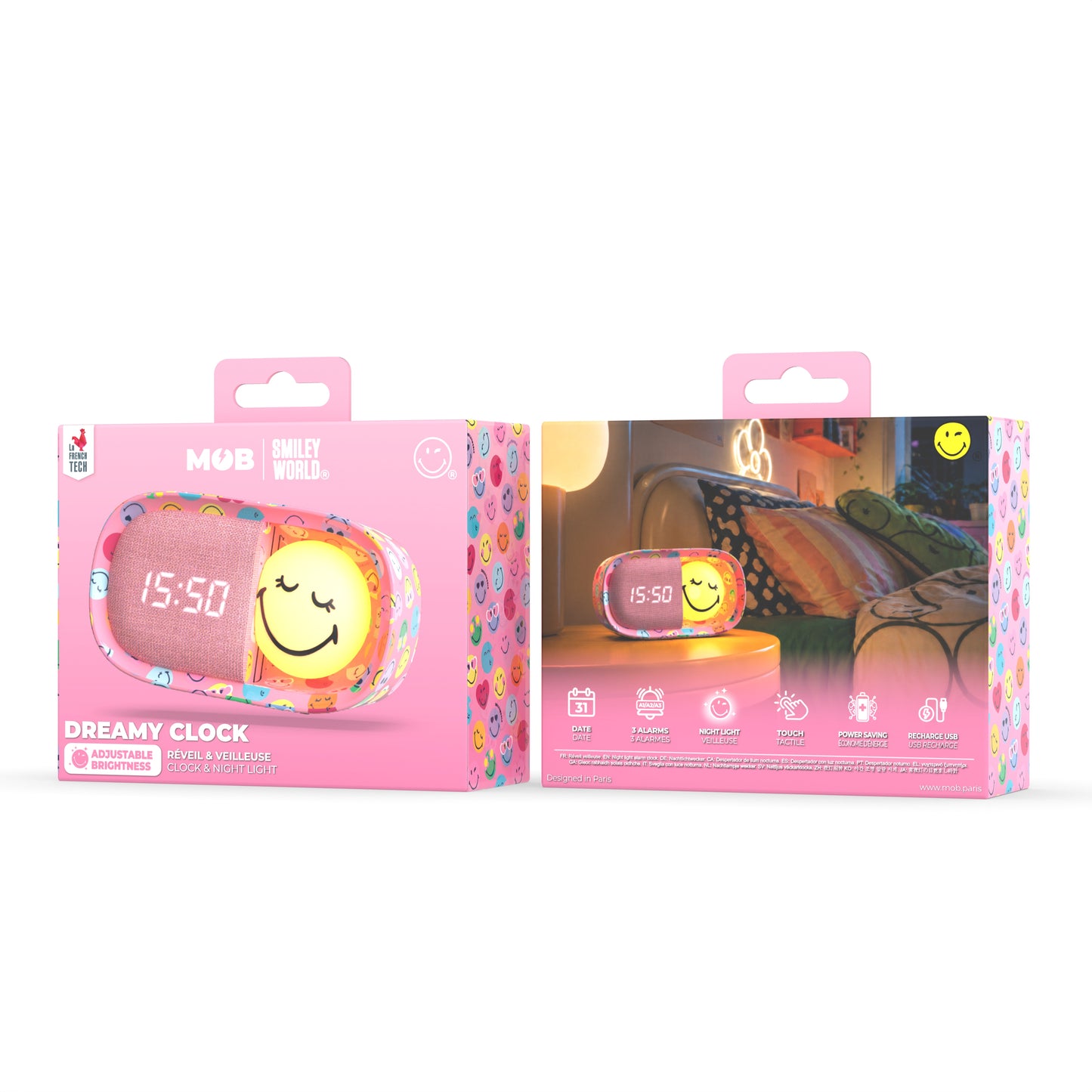 SMILEY DREAMY CLOCK - ROSE
