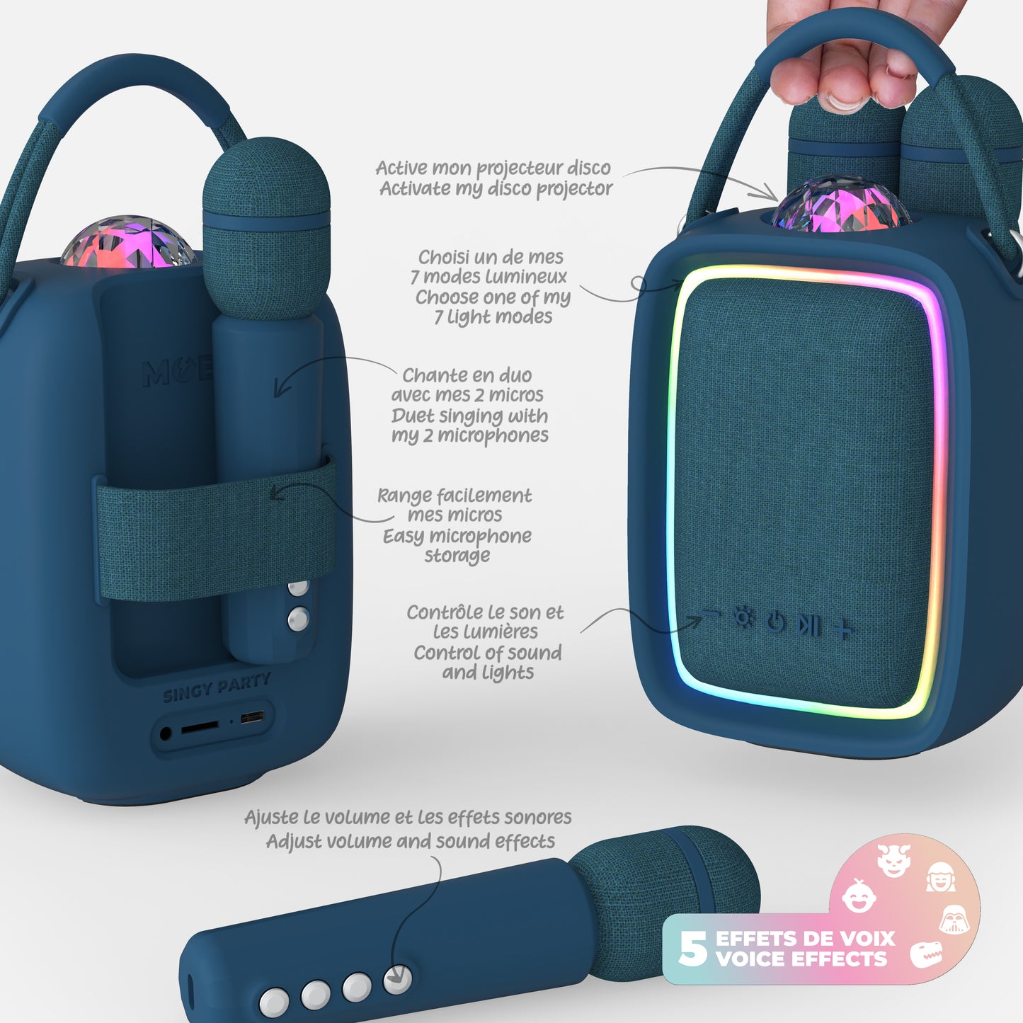 Luminous Speaker &amp; Karaoke - SINGY PARTY Navy Blue